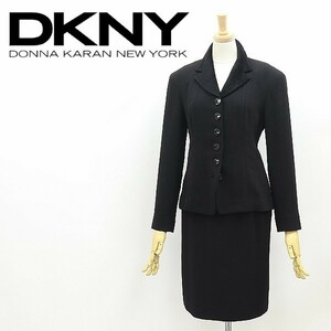 *DONNA KARAN Donna Karan lining pie ru style design button jacket & skirt suit setup black black 36
