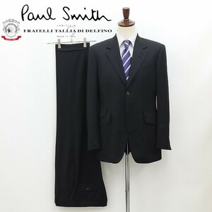 ◆Paul Smith ポール スミス×伊デルフィノ社 2釦 スーツ セットアップ 黒 ブラック L