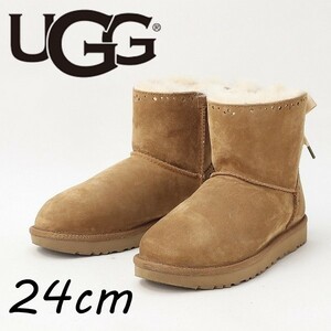 ◆UGG アグ 1017594 W DIXI FLORA PERF ディクシー フローラ パーフ リボン シープスキン ムートン ブーツ キャメル 24cm