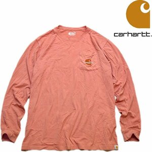 1点物◆カーハートCバックプリント長袖ロンTシャツ古着メンズXXLレディースOKアメカジ90sストリート/スポーツ中古ワークブランド370014