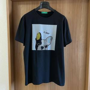 良品 USUALIS ウザリス 22年秋冬 ラインストーン ドッグTシャツ 定価17,600円 L 送料210円〜 Ciao Dog RELAX FIT カットソー メンズ 男性用