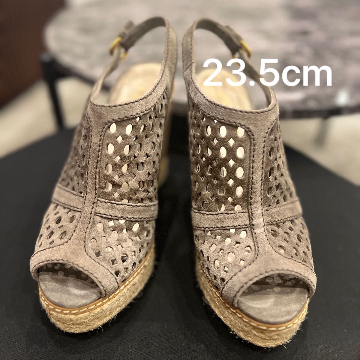 【即配送】JIMMY CHOO 箱あり ウッド 36 1/2 ウェッジソール-