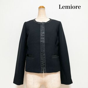 Lemiore ノーカラージャケット 黒 ラメ お仕事 セレモニー 入学式 卒業式 七五三 式典