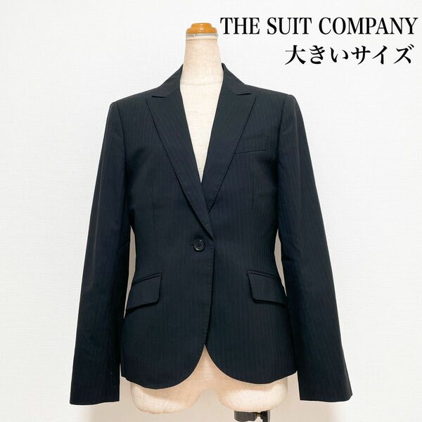 THE SUIT COMPANY スーツカンパニー ジャケット 黒 ストライプ 大きいサイズ お仕事 セレモニー