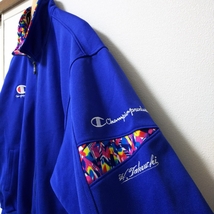 【90’s】Champion チャンピオンプロダクツ トラックジャケット ジャージ トップス XOサイズ ブルー 刺繍ロゴ 日本製_画像7