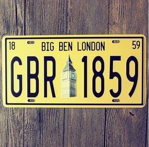 K123 新品●ヨーロッパ 雑貨 ブリキ看板 イギリス ロンドン BIG BEN GBR LONDON かっこいい ビンテージ アンティーク ビッグベン