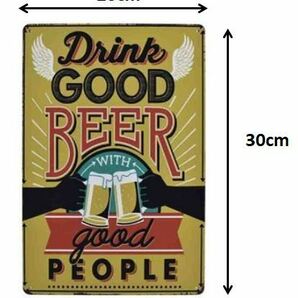 K35 新品●ビールがモチーフ おしゃれ ブリキ看板 バーや居酒屋 インテリアにいかがでしょうか Drink Good BEER アンティークの画像2