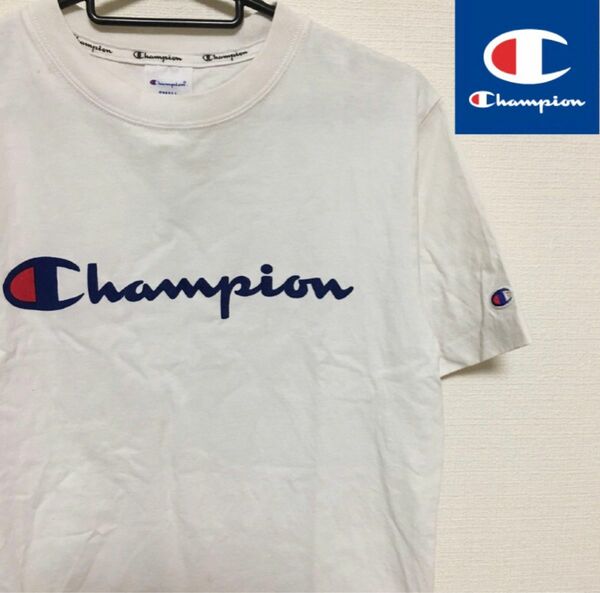 チャンピオン CHAMPION Tシャツ　ビックロゴ　半袖　白　刺繍ロゴ　 Tee WHITE