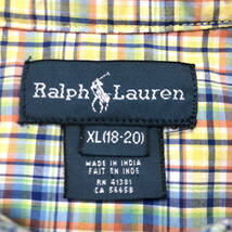 90S ラルフローレン コットン チェック柄 長袖シャツ BDシャツ ボタンダウン メンズXS相当 Ralph Lauren 古着 BG0637M_画像6