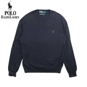 USA 古着 ポロ バイ ラルフローレン ピマコットン Vネック セーター メンズM ネイビー 紺色 Polo by Ralph Lauren 中古 BJ0402