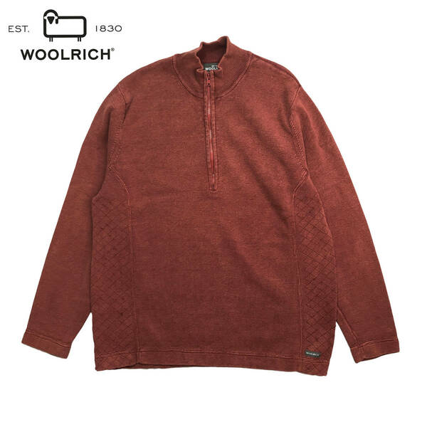 USA 古着 ウールリッチ コットンニット ハーフジップ セーター エンジ系 メンズL WOOLRICH BJ0403