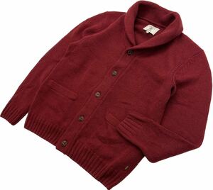 AIGLE ☆ 秋冬 厚手 ショールカラー ニット カーディガン メンズ Lサイズ レッド アウトドア カジュアル デイリーユース エーグル■S2390