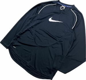 NIKE ☆ スウッシュ ロゴ 長袖 Tシャツ ネイビー M スポーツ サッカー フットボール フットサル トレーンング 定番 人気 ナイキ■L280