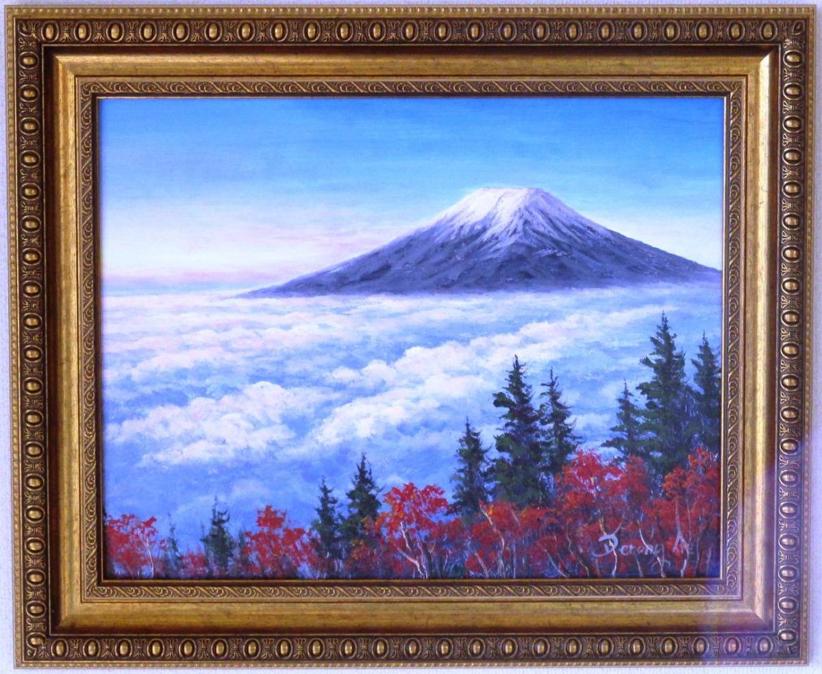 Mt. Fuji Painting Oil Painting Landscape Painting Mt. Fuji from Shindo Pass in Winter F6 WG319 This is a temporary price., painting, oil painting, Nature, Landscape painting