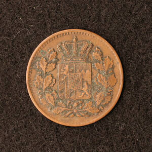 KM#856/ドイツ連邦 バイエルン王国 1ペニヒ銅貨（1870）[E2553]