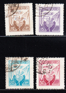 SC#212D,F/韓国切手 10,15,20,50ウォン（1956）[S564]北朝鮮