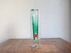 アンティーク花器 オブジェ ヴィンテージ デザイン ガラス器 フラワーベース 花瓶 一輪挿し(H18.5cm)