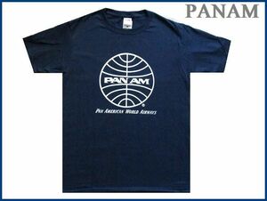 【PANAM】パンナム/航空/ｔシャツ/紺/グローブ/ロゴ/L/サイズ