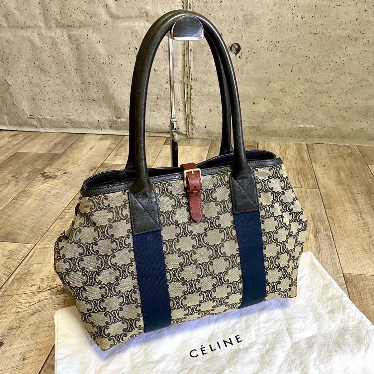 1円 CELINE セリーヌ Cマカダム キャンバス×レザー トートバッグ