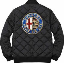 Supreme シュプリーム Sequin Patch Quilted Bomber Jacket ナイロン キルティング ボンバー ジャケット M 黒 ブラック アルファロメオ MA1_画像1