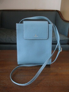 ★PELLE BORSA ペレボルサ Reinette レネット 4740 ブルーグレー レザー製 本革製 縦ポシェット 保存袋付き used品