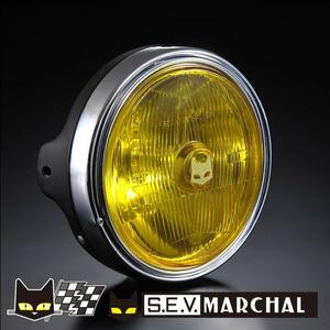 【KAWASAKI】マーシャルヘッドライト889　イエローレンズ・ブラックケース　汎用　ライト径180mm　　8015K