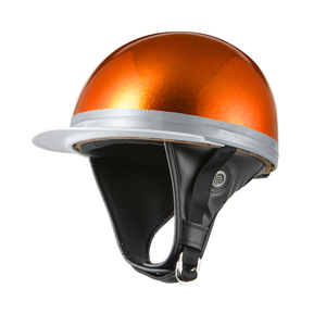 ヘルメット コルク半キャップ 三つボタン オレンジラメ 新品　半ヘル 57cm～60cm未満 半帽 バイクパーツセンター