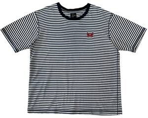 Needles ニードルス【EJ228 S/S Papillon Emb. Tee - Cotton Jersey / Stripe - Off White】ボーダーTシャツ ブラック×ホワイト