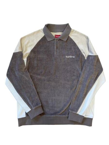 【新品】SUPREME シュプリーム【Paneled Velour LS Polo】2022年秋冬 22AW パネルドベロア ロングスリーブ ポロシャツ サイズ：M