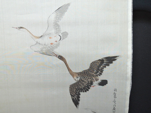 JY248◇◇メクリ 竹嶺 柿に百舌鳥◇◇-