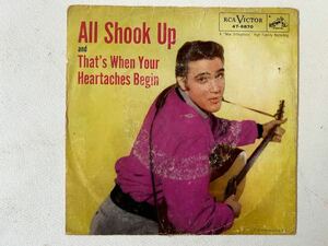 ELVISPRESLEY USORIGINAL ALLSHOOKUP /THAT'S WHEN YOUR HEARTACHES BEGIN 1957年RCA victor47-6870イエローバックジャケット恋にしびれて