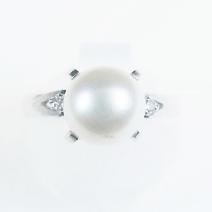 あこや真珠・ダイヤモンド入りＰｔリング［サイズ１２号］ の画像2