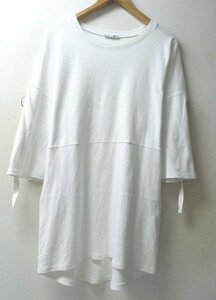 ◆ZARA ザラ ショルダーリング付き ポンチ Tシャツ 白 サイズUS S