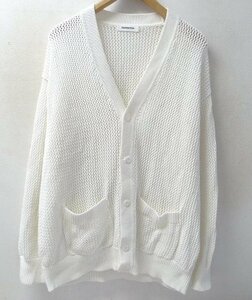 ◆アローズ monkey time　2022 XL 美品 MONKEY TIME CTN MESH V NECK CARDIGAN 8328-183-0042 メッシュ ニット カーディガン 白 サイズXL