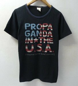 ◆Tee Dee 星条旗 PROPA GANDA USA メッセージプリント Tシャツ 黒 サイズS