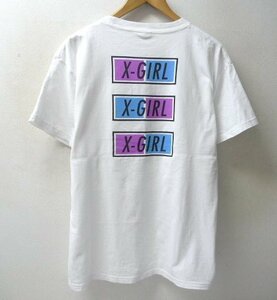 ◆X-girl エックスガール ３連 ボックスロゴ Tシャツ 白 サイズL