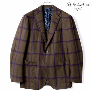 ◆【Stile Latino(スティレラティーノ)/秋冬/カシミヤフランネルチェック柄3Bジャケット(VINCENZO)】[stl2360371-46]