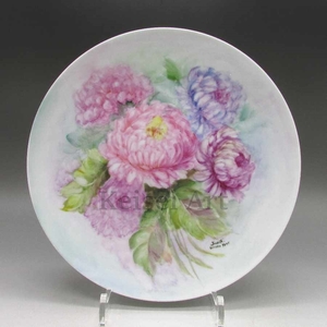 premium Noritake autographed flower writing ornament plate 1956 year about -U6547