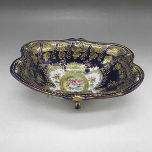  Old Noritake cobalt gold peak flower writing bowl 1891-1915 year about U6548