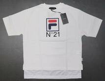 定価16000 新品 本物 N°21 × FILA ヌメロヴェントゥーノ フィラ クルーネック オーバーサイズ Tシャツ XS 12-C100 白 ユニセックス_画像1