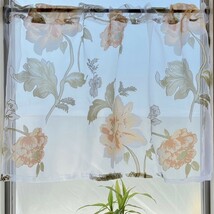 イエロー グリーン 花柄 カフェカーテン 幅100×丈55カフェカーテン のれん_画像1