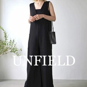 UNFIELD アンフィールド 麻混 バックリボン サロペット