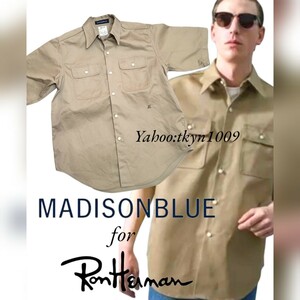 MADISONBLUE for Ron Herman マディソンブルー ロンハーマン 別注 コラボ バリッとした生地感のB刺繍ロゴ入り 半袖シャツ ¥32000+tax