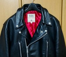 666 Leather wear トリプルシックス ダブルライダースジャケット 38 レザー ブラック 黒 牛革 ルイスレザー lewis leathers ライトニング _画像2