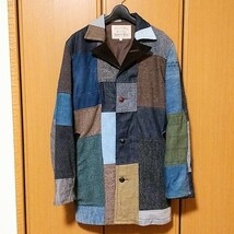 GOWEST × KEY コート パッチワーク クレイジーパターン マルチカラー M ツイード コーデュロイ 再構築 リメイク kapital junya watanabe _画像1