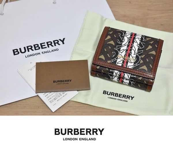 【送料無料】新品 BURBERRY バーバリー 折り財布 TBロゴ モノグラム 国内正規品 コンパクト ミニ