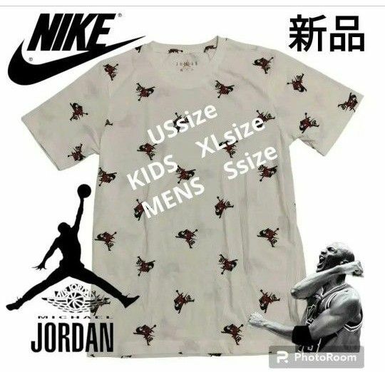 新品 ナイキ ジョーダン NIKE JORDAN 総柄 Tシャツ キッズXL