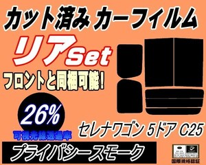 送料無料 リア (b) セレナワゴン 5ドア C25 (26%) カット済みカーフィルム プライバシースモーク NC25 C25 CNC25 CC25 5ドア用 ニッサン