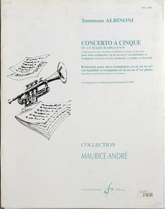 a ruby no-ni2.. oboe therefore. concerto is length style Op. 9 No. 9/2.. trumpet . orchestral music compilation (2 trumpet + piano ) import musical score Albinoni