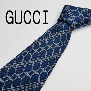 GUCCI グッチ ネクタイ ハイブランド チェーン柄ネイビー高級シルク100%